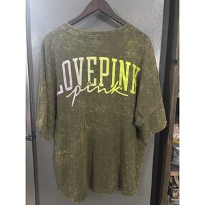 Victoria's Secret PINK Varsity Tee Short Sleeve Women's XL Crew Vintage Green